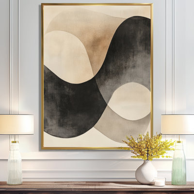 Art mural noir abstrait, toile courbe minimaliste, courbes minimalistes noires