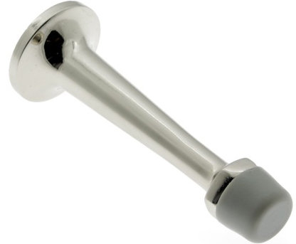Solid Brass Baseboard Stop, Bright Nickel