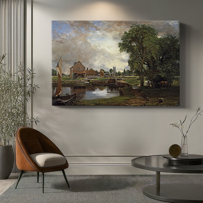 John Constable "Flatford Mill (Scène sur une rivière navigable)" - Art mural de qualité musée sur toile tendue, 12 x 18