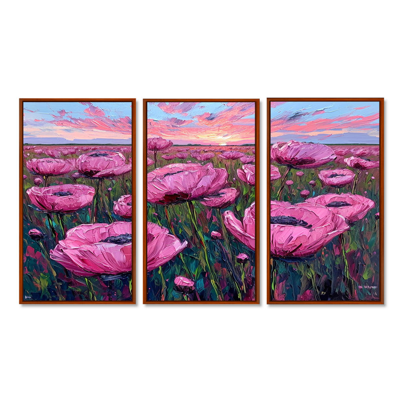 Ensemble d'art mural Northbridge - Tulipes, Cadre flottant brun, H 32 po x l 48 po x P 1 po
