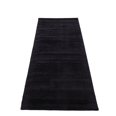 Ava Handmade Viscose Silky Solid Soft Black Rug