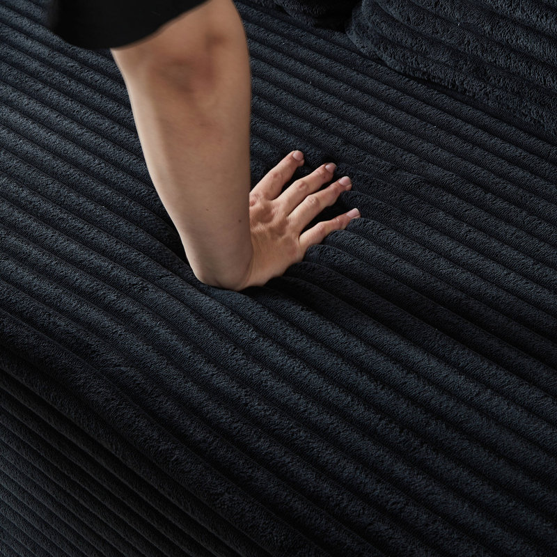 Canapé modulaire en velours côtelé Corduroy, sans assemblage, 5 sièges, porte-gobelets, noir, idéal pour un canapé relaxant avec siège intégré, coins de sieste doux