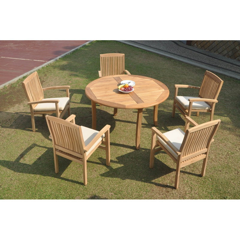 Rickey Outdoor 5 - Piece Teak Dining Set, 5, 30.5" H x 52" L x 52" W