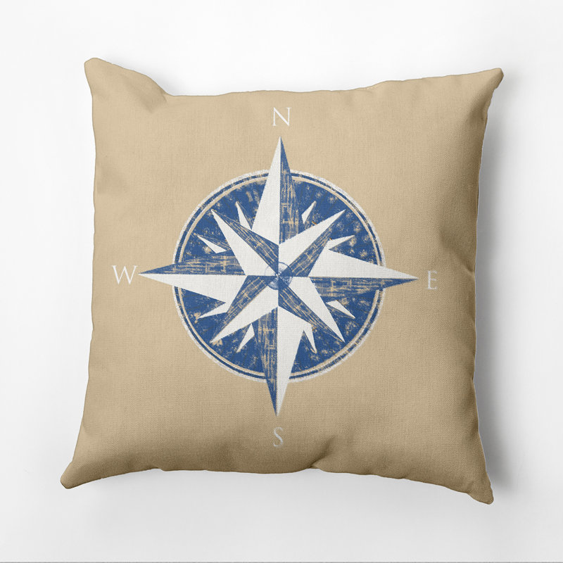 Nautical Nights Geometric Outdoor Reversible Throw Pillow, 18" H x 18" W, Beige