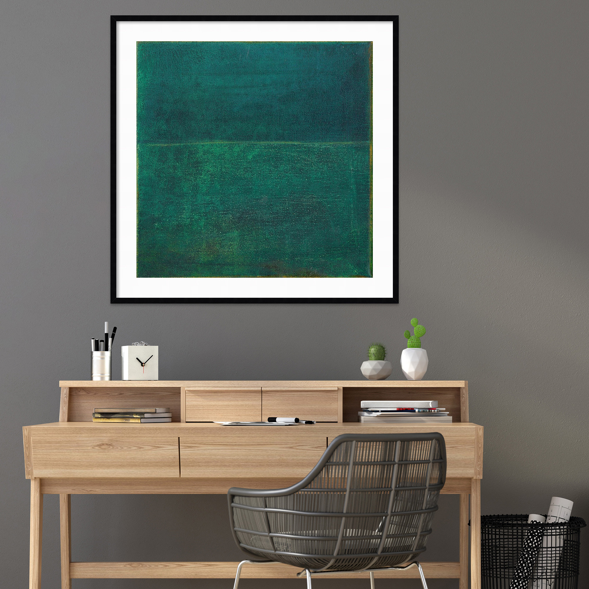 Green Zen I by Jodi Fuchs, 33.12" H x 33.12" W x 0.88" D, White Framed Paper