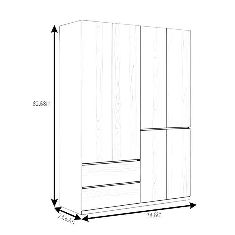Simple And Practical Wardrobe, 82.68" H x 74.8" W x 23.62" D