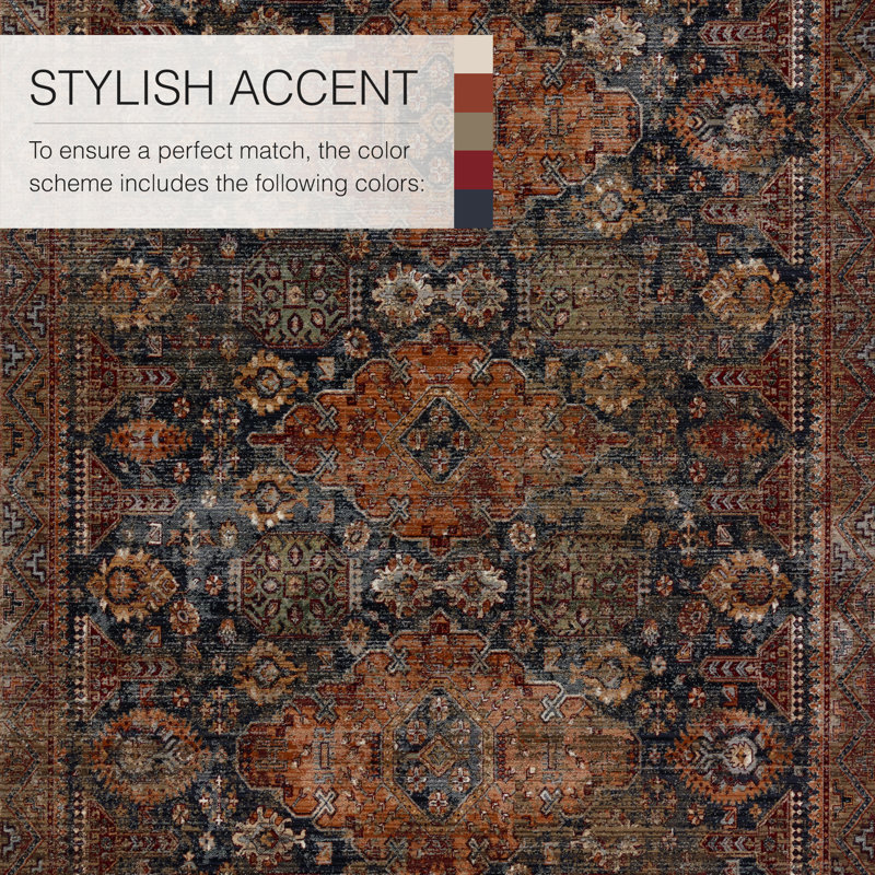 Miko Soft Power-Loomed Oriental Area Rug with Distressed Medallion by Jaipur Living, Rectangle 5' x 8'
