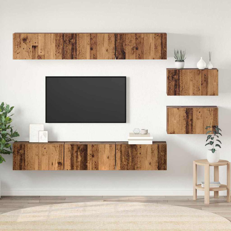TV Cabinet Set 8 Pcs 60 X 30 X 30 Cm Engineered Wood, Old Wood