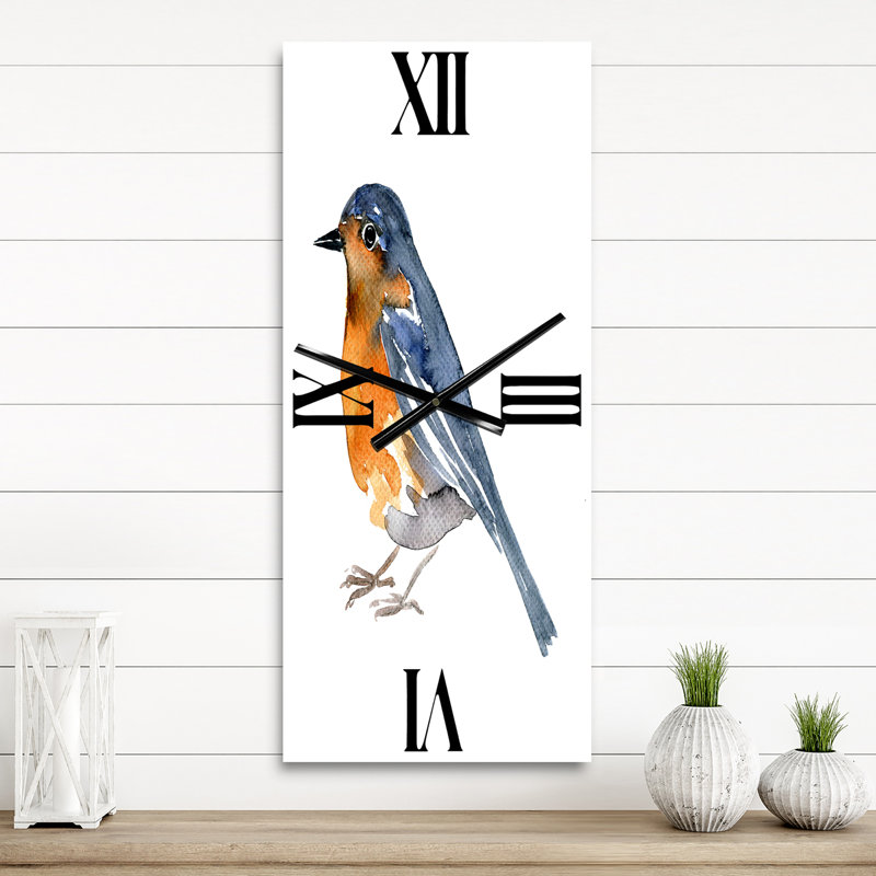 Horloge murale rétro - oiseau orange rétro, Grand