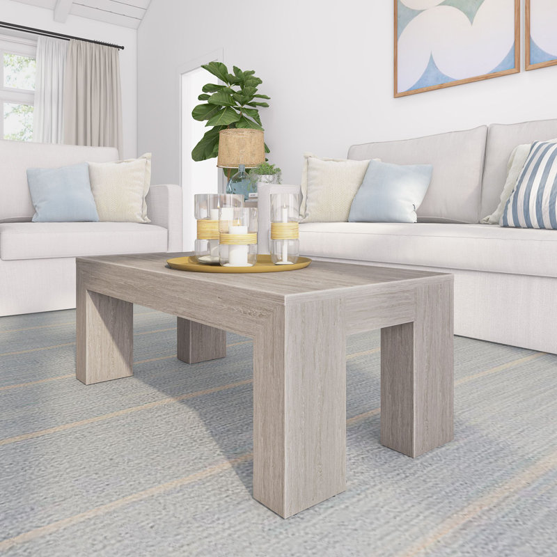 Table basse moderne moderne (48 po x 24 po / 1220 mm x 610 mm), brosse métallique, H 15 po x L 40,25 po x l 20,25 po
