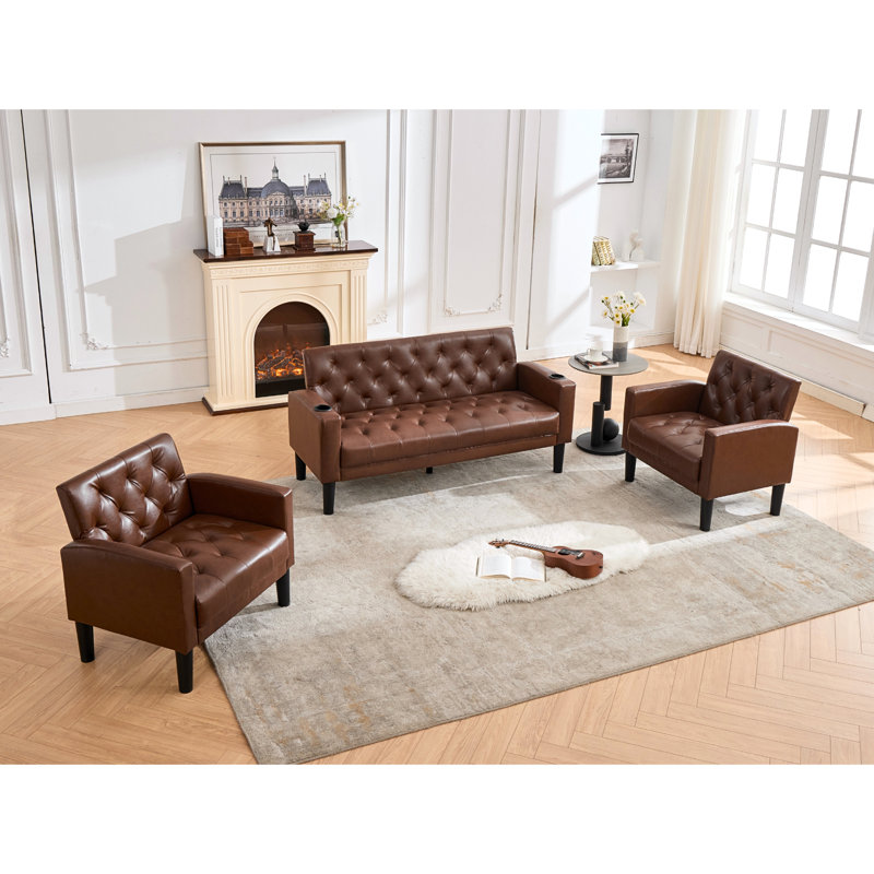 3 - Piece Living Room Set, Brown