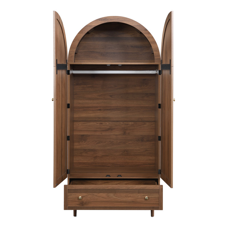 2 Door Manufactured Wood Wardrobe, Walnut