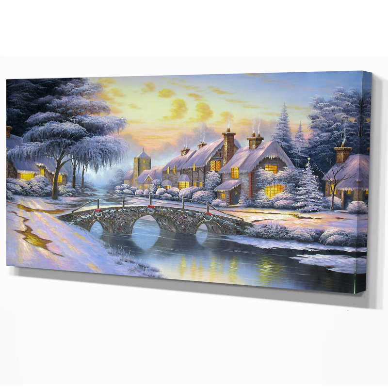 Cobblestone Christmas - Impression sur toile tendue, H 16 po x l 32 po x P 1 po
