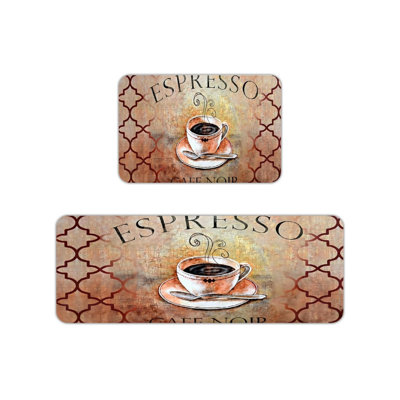 Tapis de cuisine brun espresso, paquet de 2, pour cuisine et café
