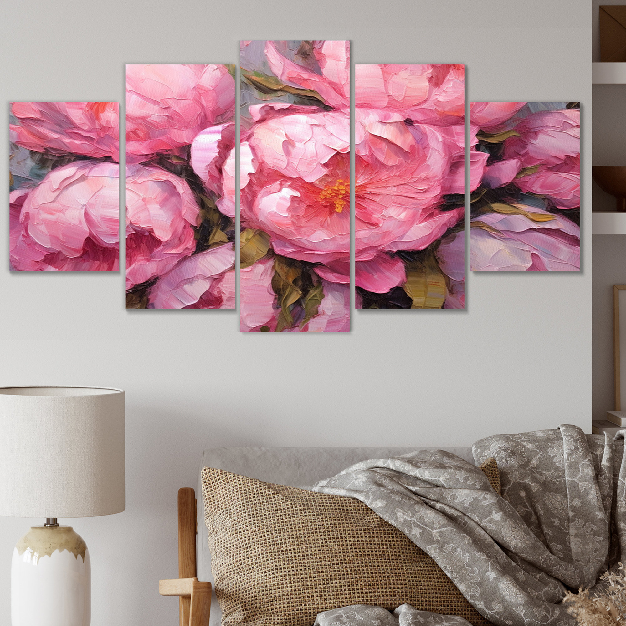 Winston Porter Pink Peony Perfection I - Floral Canvas Print - 5 Panels ...