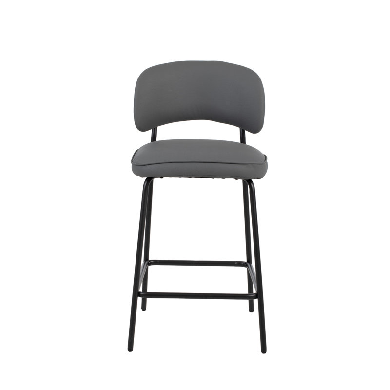 Ensemble de 2 chaises tabouret de comptoir Bly, similicuir gris, base en fer, Gris