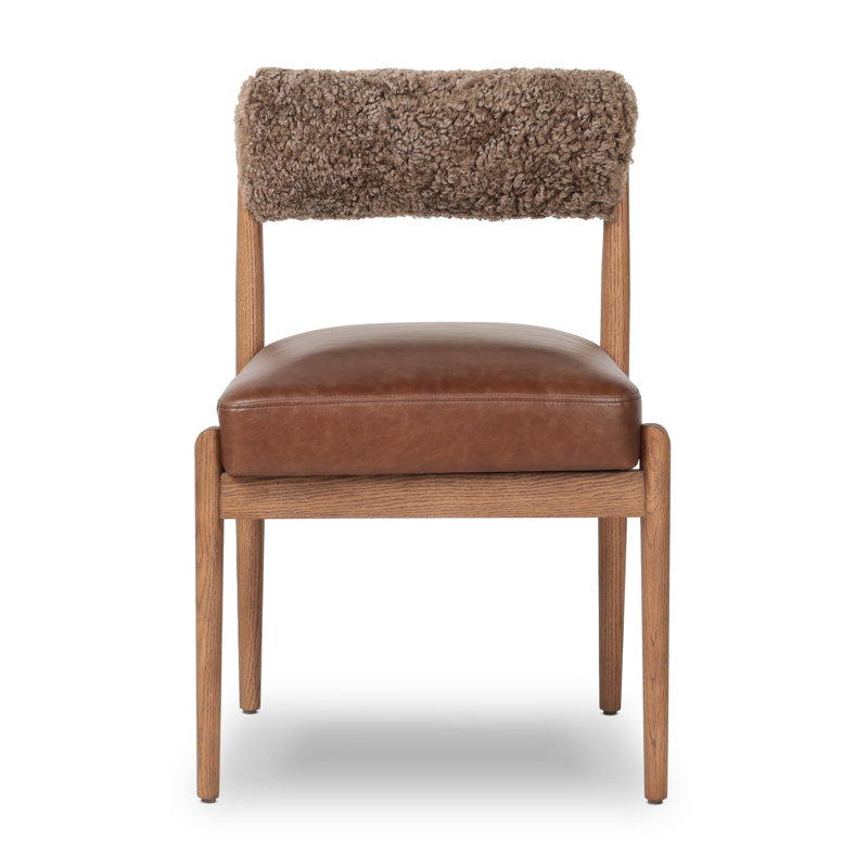 Jazelle Dining Chair-Taupe Shearling, Havana Brown Teddy Fabric