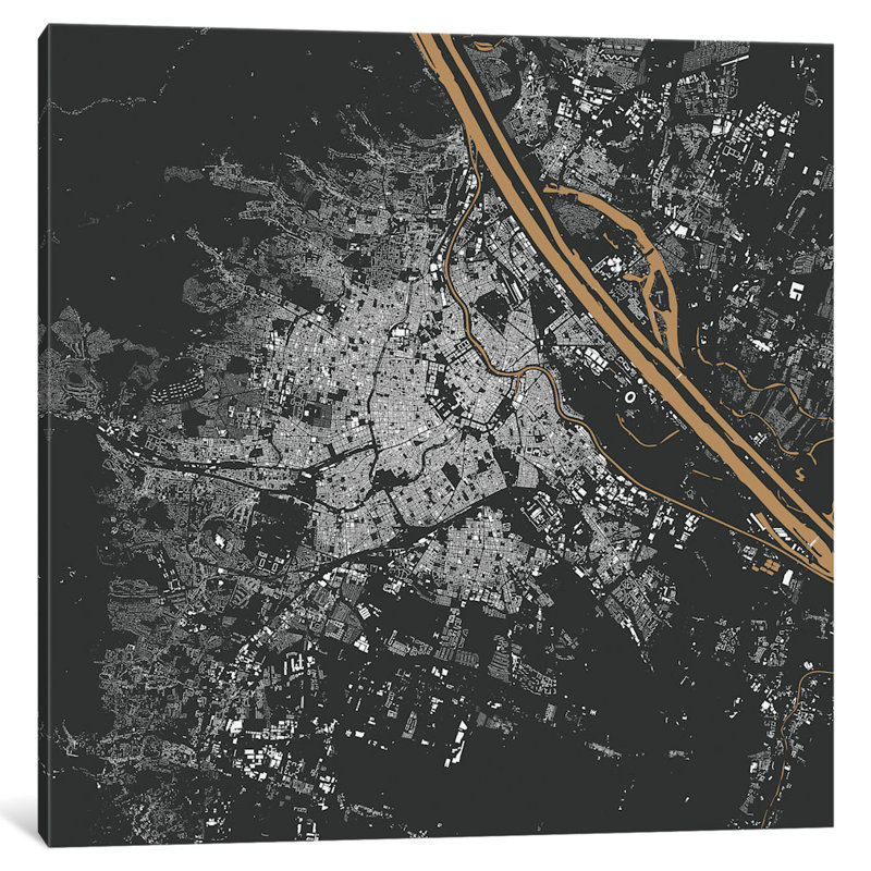 «Vienna», impression sur toile tendue, H 18 po x l 18 po x P 1,5 po, Toile avec cadre noir, Pas de tapis