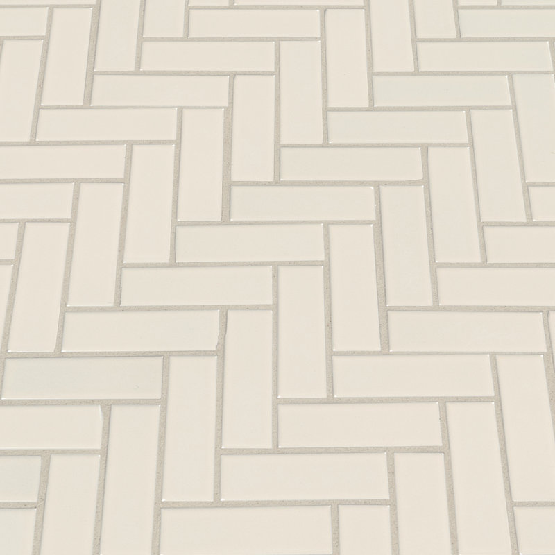 Carreau de mosaïque murale en porcelaine brillante 11 po x 13 po Linen Herringbone