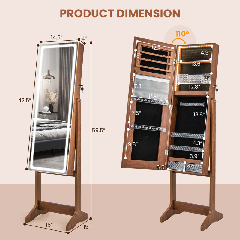 Armoire pour bijoux Gwena, Brun