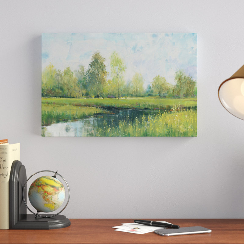 «Tranquil Park I», peinture sur toile, H 12 po x l 18 po