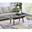 Table basse Landon de 47 po avec plateau en verre marbré noir et bois cintré-2139316201