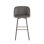 Tabouret de bar à hauteur fixe avec pivot en métal noir et velours gris avec repose-pieds carré en métal doré - ensemble de 2