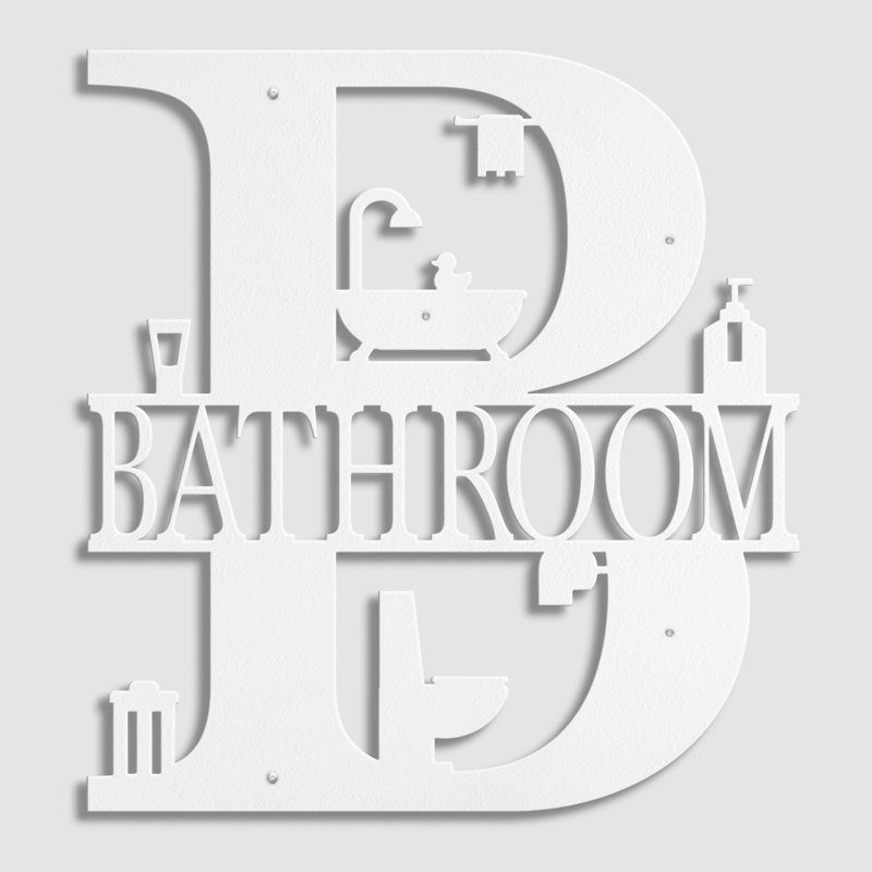 BATHROOM-Black And Gold Dimensional Iron Wall Sculpture Metal Wall Art Modern Bathroom Decor, White