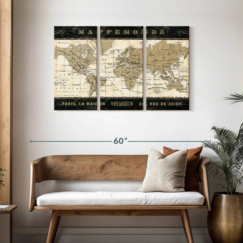 Mappemonde, H 28 po x l 45 po