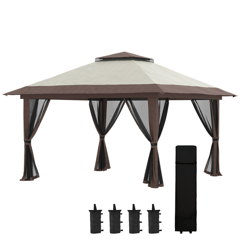 Outsunny 13' x 13' Pop Up Gazebo with Netting
