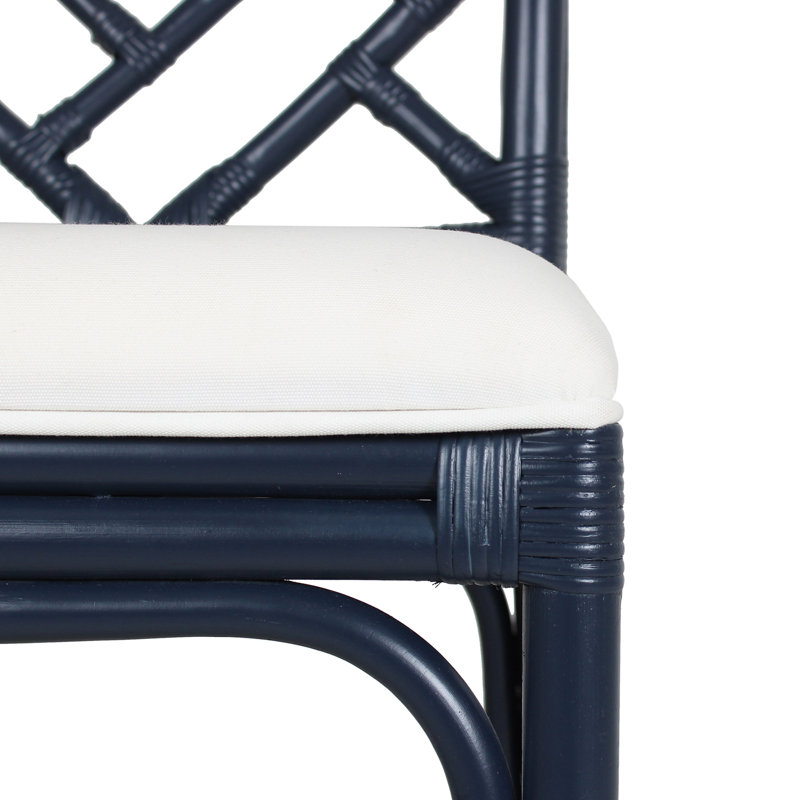 Fulton Woven Stool, Counter Stool (24" Seat Height), White Seat / Navy Frame