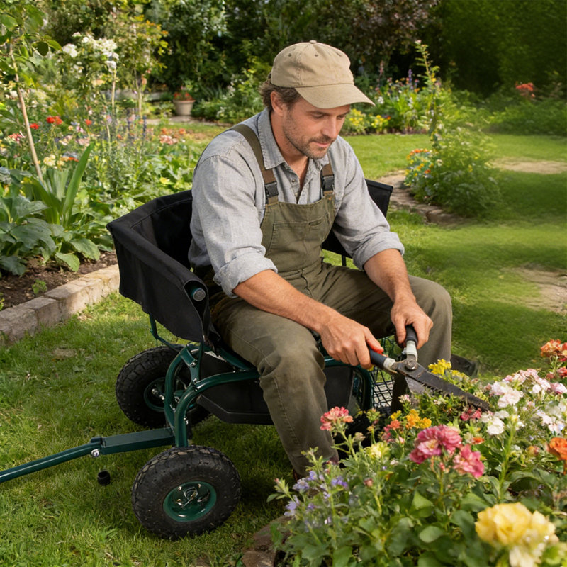 Siège de jardin avec siège ergonomique Kinfant, Vert lime
