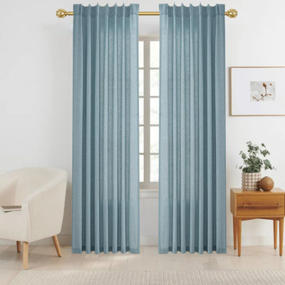 Pinch Pleat Linen Curtains 2 Panels Set