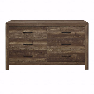 Commode 1 pièce à poignées noires style rustique en bois