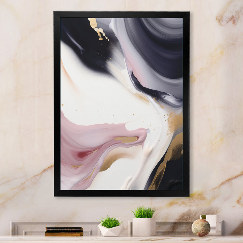 «Rose and Blue Transcendent Beauty In Marble Art VI», reproduction abstraite sur toile marbrée, H 20 po x l 12 po x P 1 po