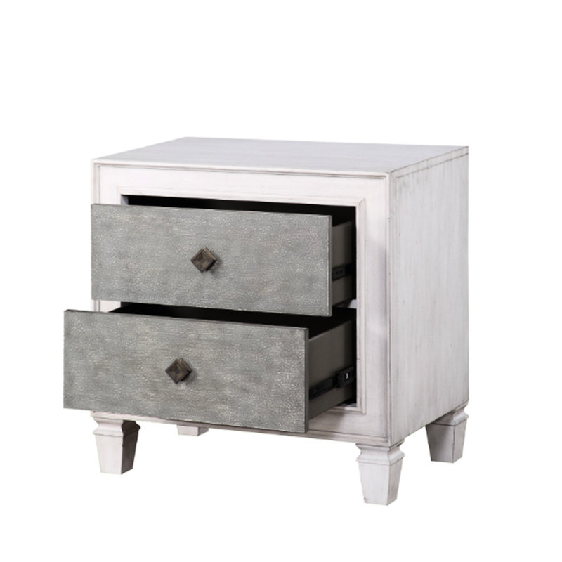Table de chevet rustique grise et blanche avec arrêt et sophistication durables