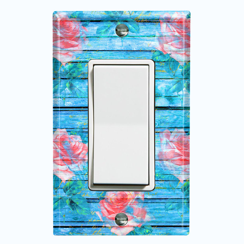 Plaque murale décorative à 2 bandes de fleurs bleu clair et rose, Bleu