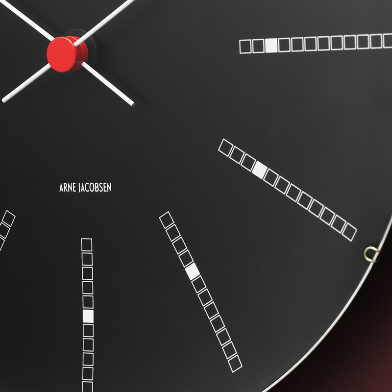 Bankers Metal Wall Clock, Large, Black/White/Red