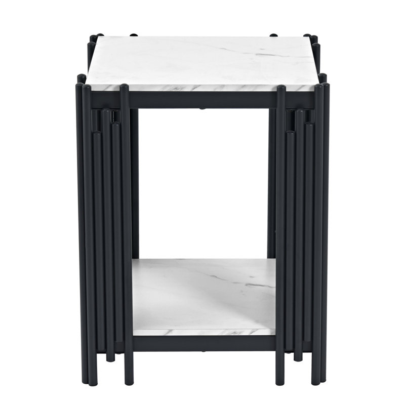 43 cm W Iron Bedside Table, Black