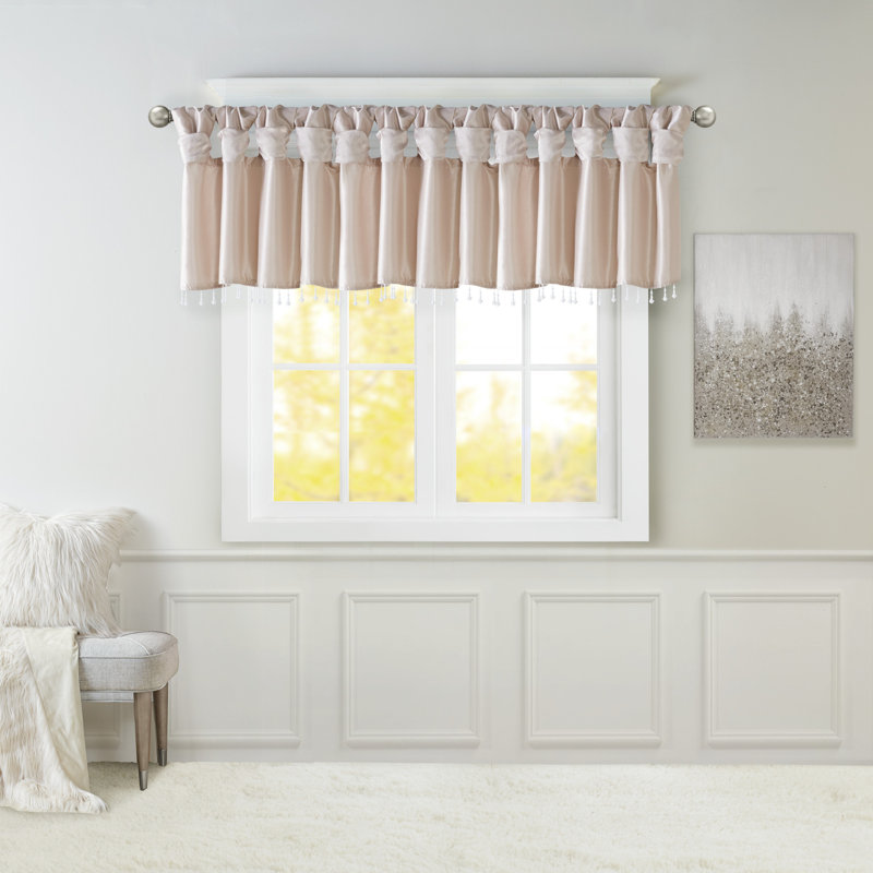 Karlita Lightweight Faux Silk Single Valance with Beads, Blush