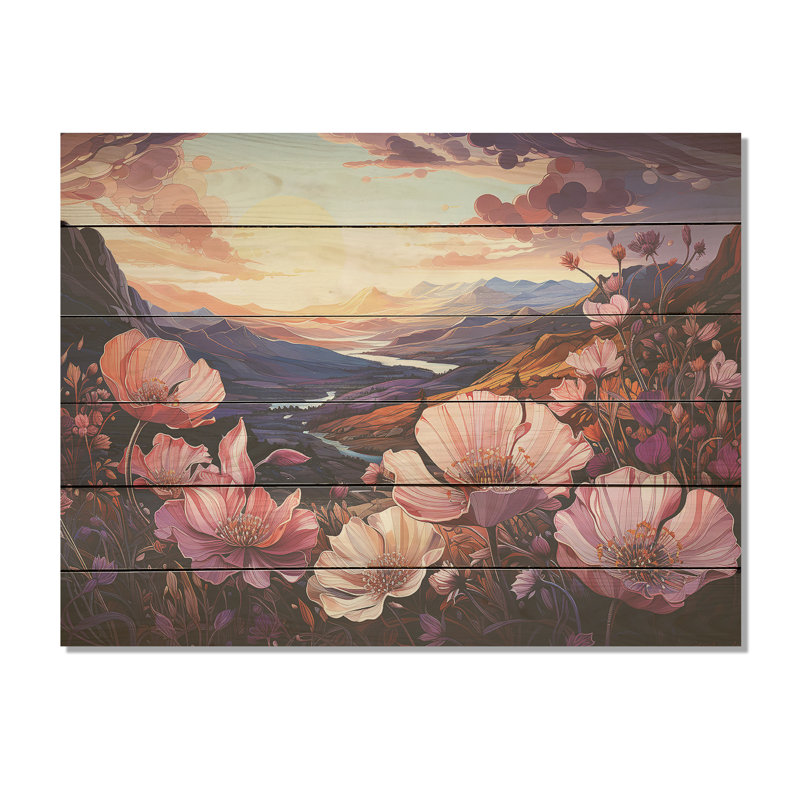 Art floral sur bois de pin, H 10 po x l 20 po