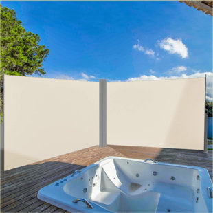 Auvent rétractable double 71 po x 236 po pour terrasse, pare-étincelles rétractable résistant à l'eau et aux rayons UV