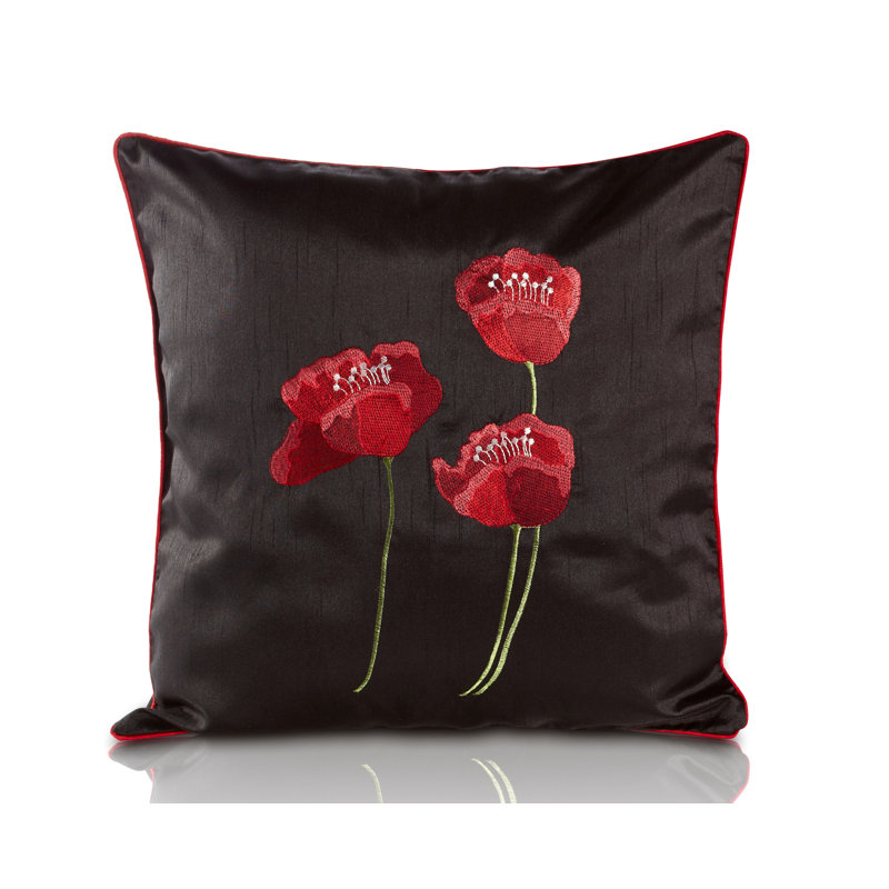 Dav Floral Square Throw Pillow Cover, Black, 55 x 55cm