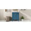 Meuble-lavabo moderne à 2 niveaux avec lavabo supérieur et grandes tablettes de rangement-106757398