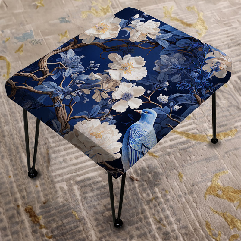 Motif victorien cobalt bleu cobalt victorien - Repose-pieds rectangulaire floral