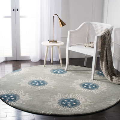 Soho Hand Tufted Wool/Viscose Floral Rug in Blue