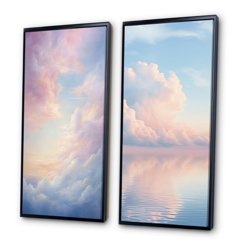 «Pink Sky Photo Celestial Reflections», 2 pièces, H 24 po x l 20 po, Cadre noir