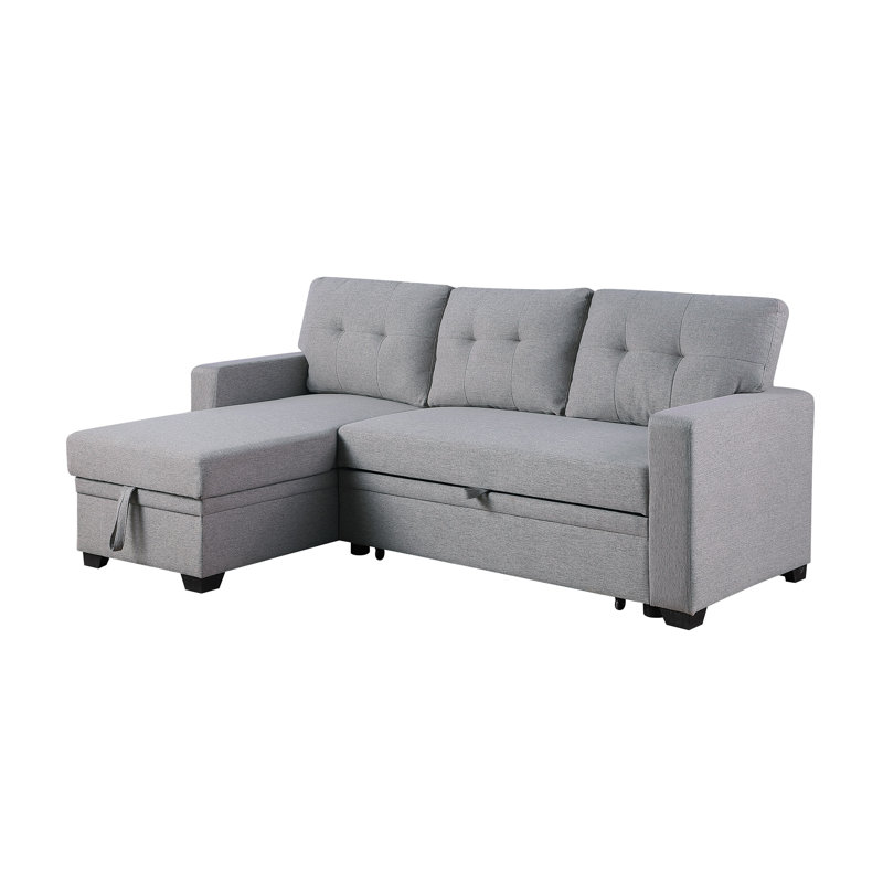 Upholstered Pull Out Sectional Sofa With Chaise