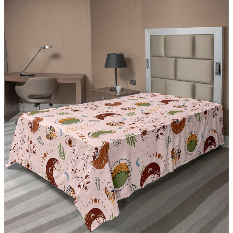 Floral Flat Sheet, Pale Pink Green and Brown