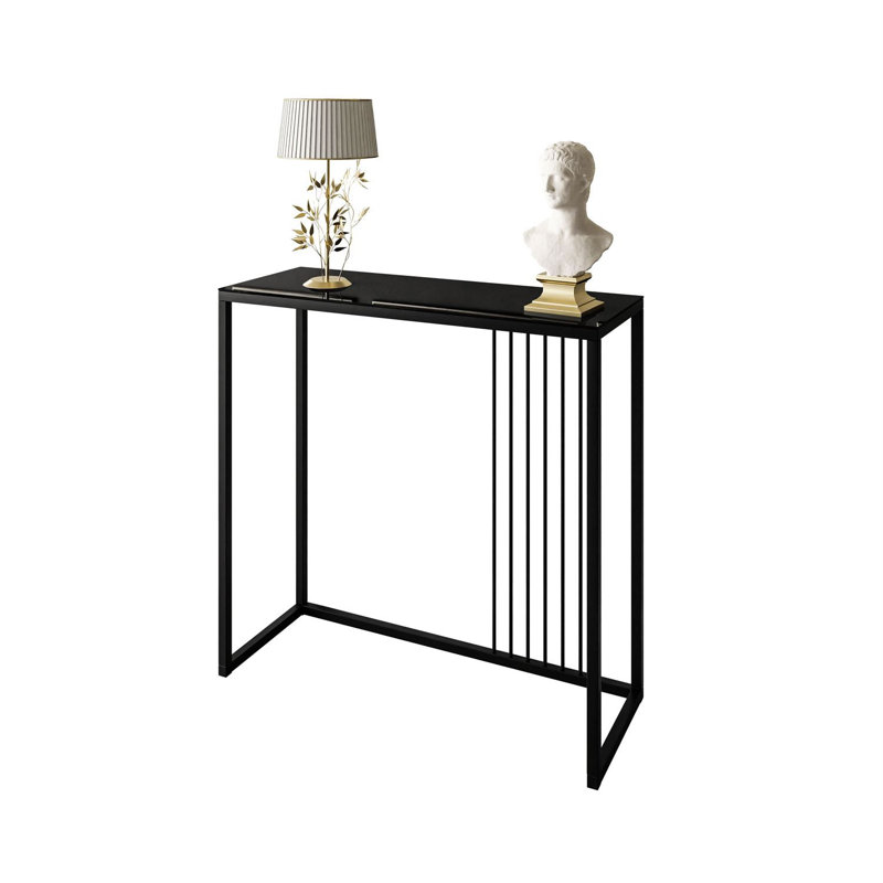 Ridgewood 100cm Glass Top Console Table, Black, Black